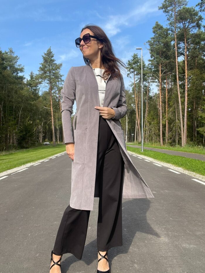 Helehall velvet kardigan Light Gray Corduroy Cardigan - Image 1