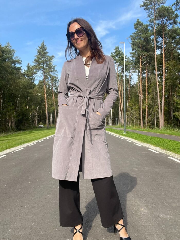 Helehall velvet kardigan Light Gray Corduroy Cardigan - Image 5