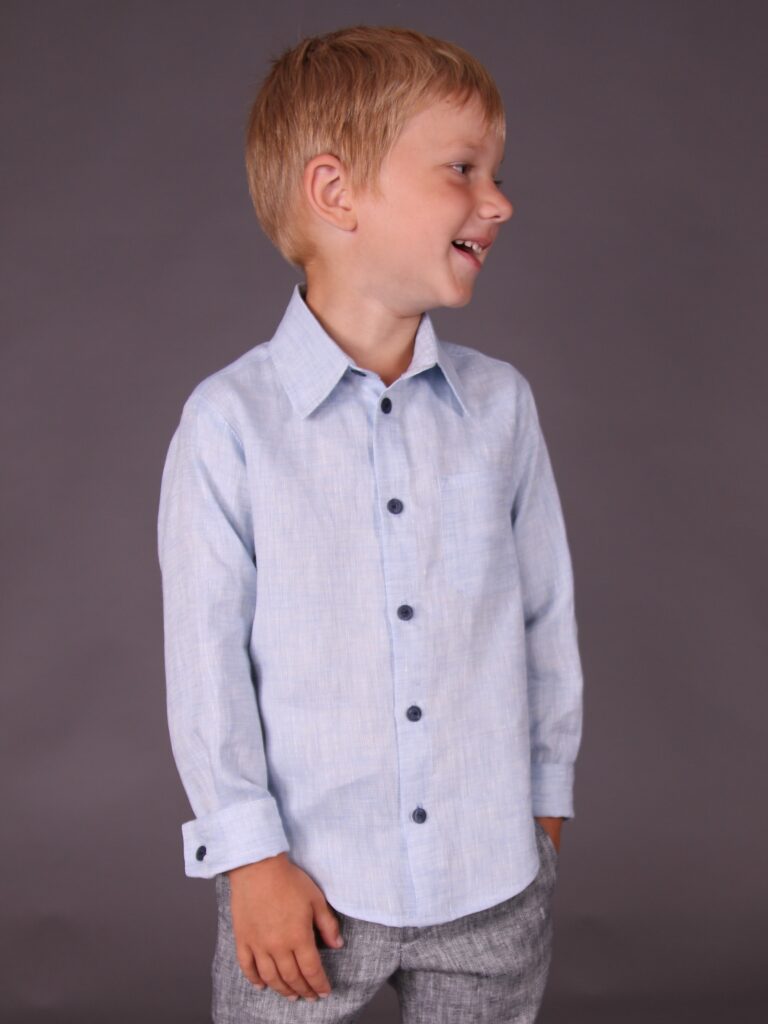 Helesinine triiksärk,100% linane