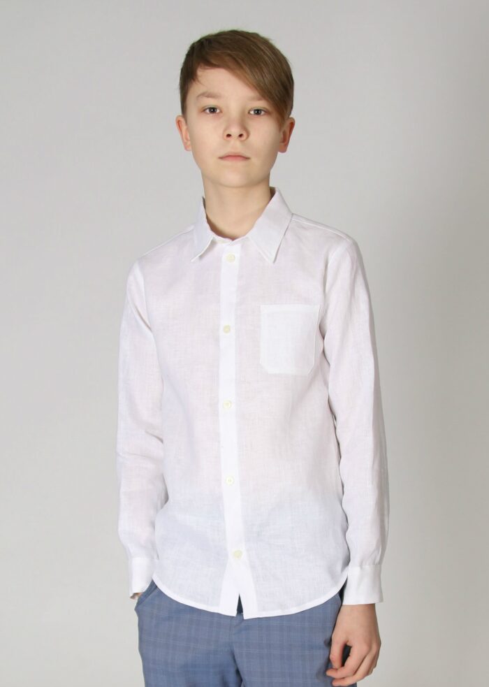 Valge triiksärk, 100% linane White Shirt, 100% Linen - Image 1