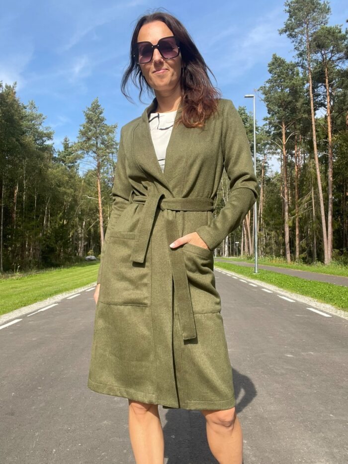 Green Cardigan With Virgin Wool - Image 3