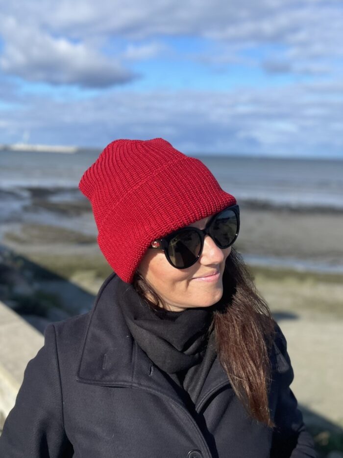 Burgundy Winter Hat, 50% Merino Wool - Image 1