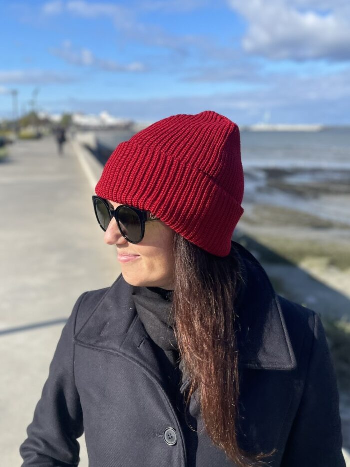 Burgundy Winter Hat, 50% Merino Wool - Image 3