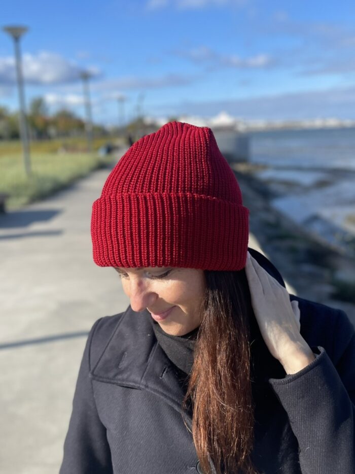Burgundy Winter Hat, 50% Merino Wool - Image 2
