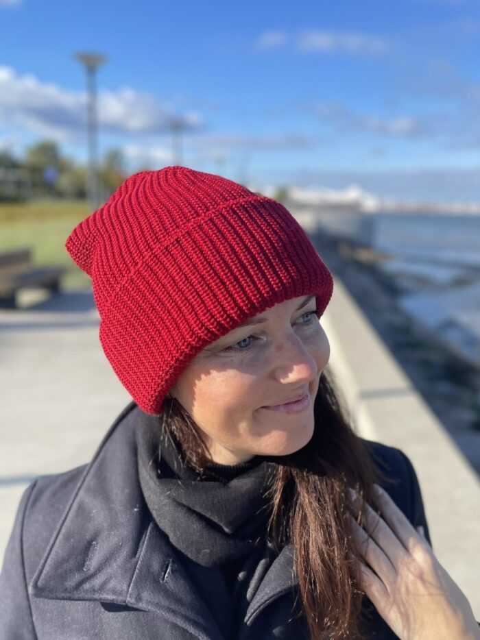 Burgundy Winter Hat, 50% Merino Wool - Image 4