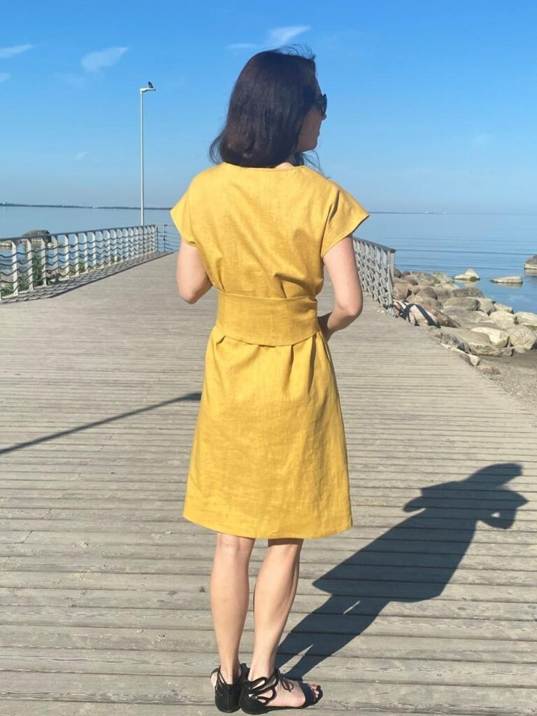 Golden Linen Dress, 100% LINEN - Image 3