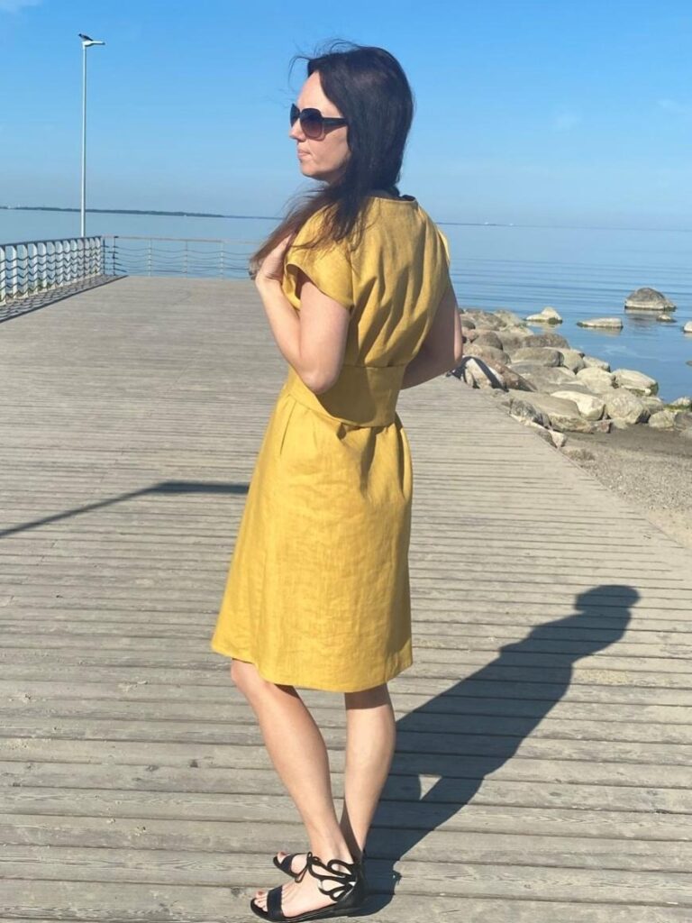 Golden Linen Dress, 100% LINEN - Image 2