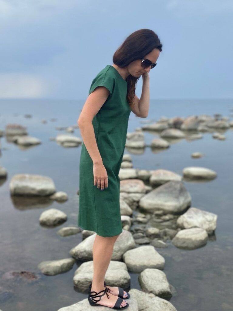 Green Linen Dress, 100% LINEN - Image 4