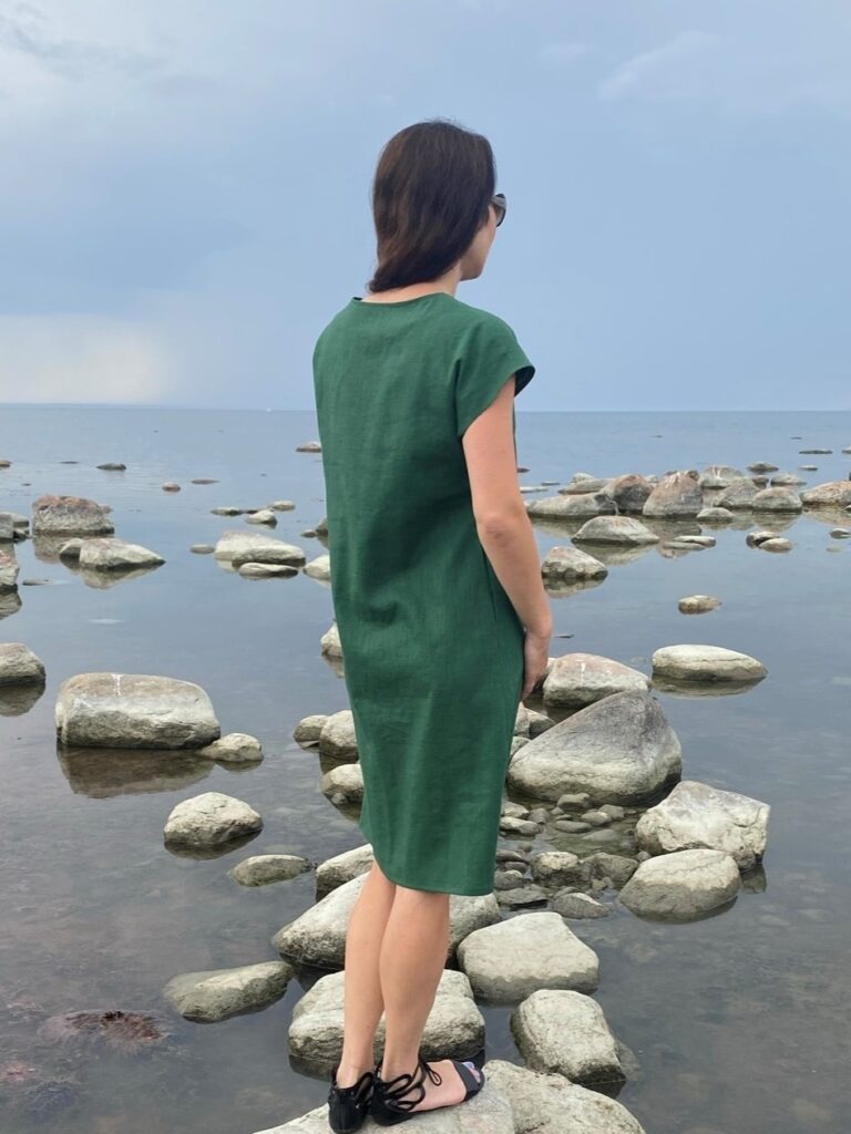 Green Linen Dress, 100% LINEN - Image 5