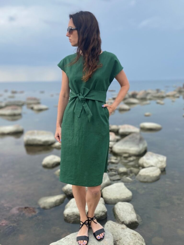 Green Linen Dress, 100% LINEN - Image 6