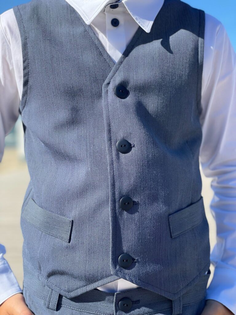 Blue Vest And Trousers With Virgin Wool - Image 2