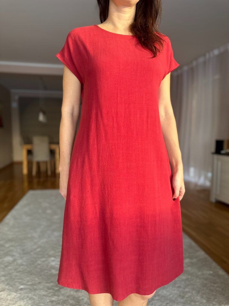 Red Linen-Blend Dress - Image 2