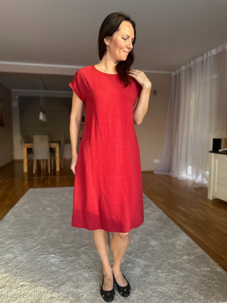 Red Linen-Blend Dress - Image 4