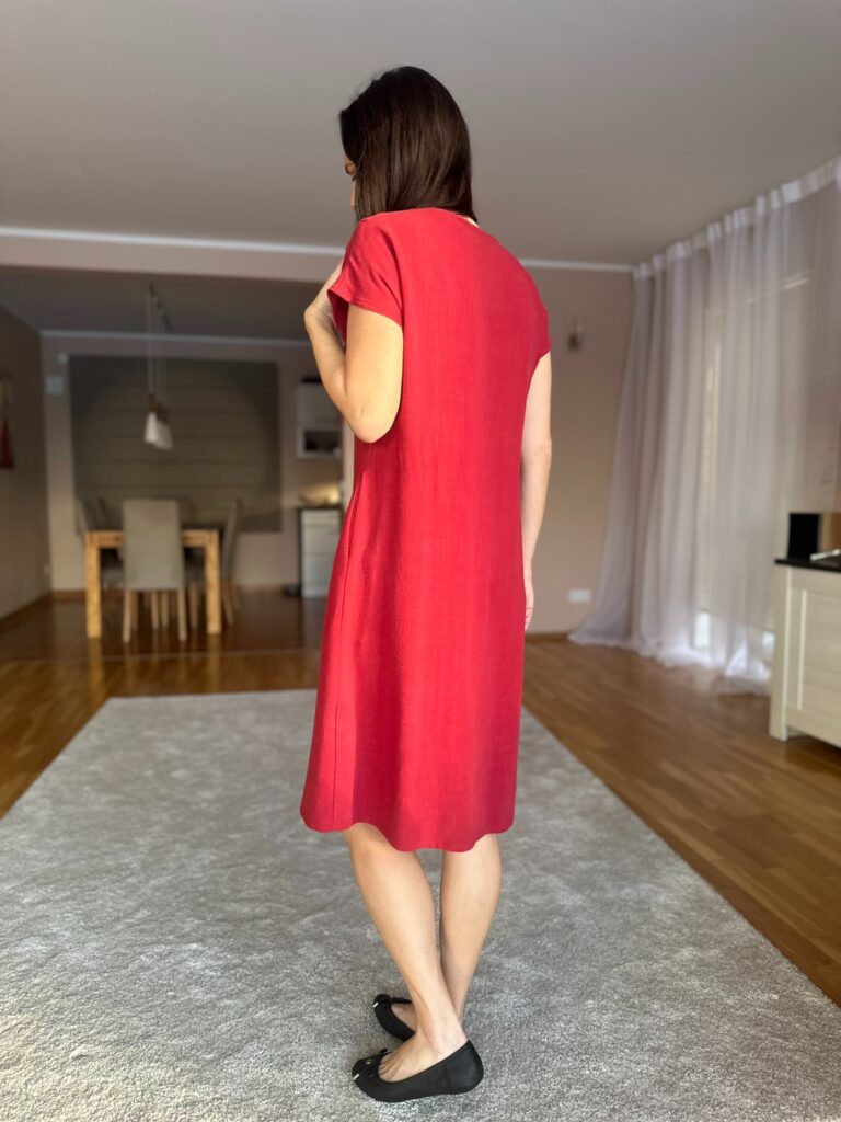 Red Linen-Blend Dress - Image 5