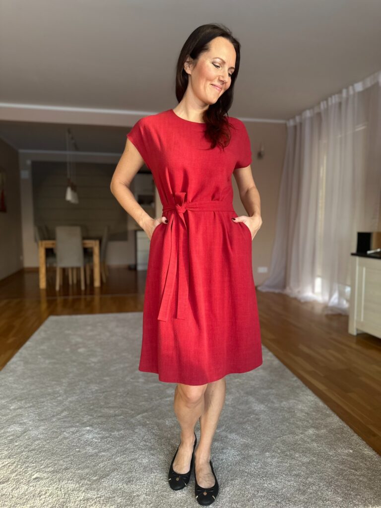 Red Linen-Blend Dress - Image 6