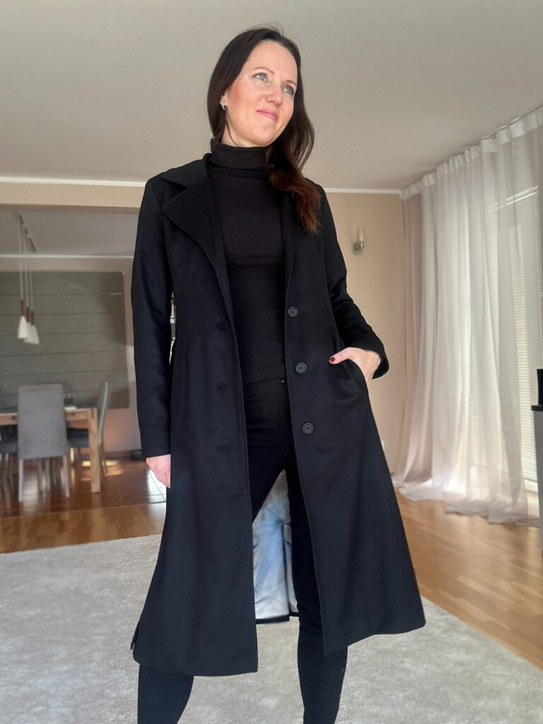 Black Coat, 80% Virgin Wool - Image 2