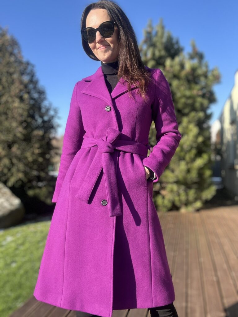 Violet Coat With Virgin Wool and Cashmere - Image 7