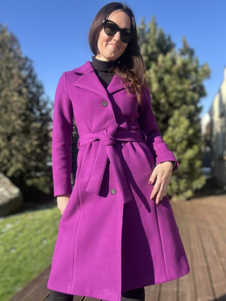 Violet Coat With Virgin Wool and Cashmere