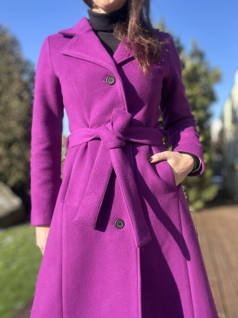 Violet Coat With Virgin Wool and Cashmere - Image 4