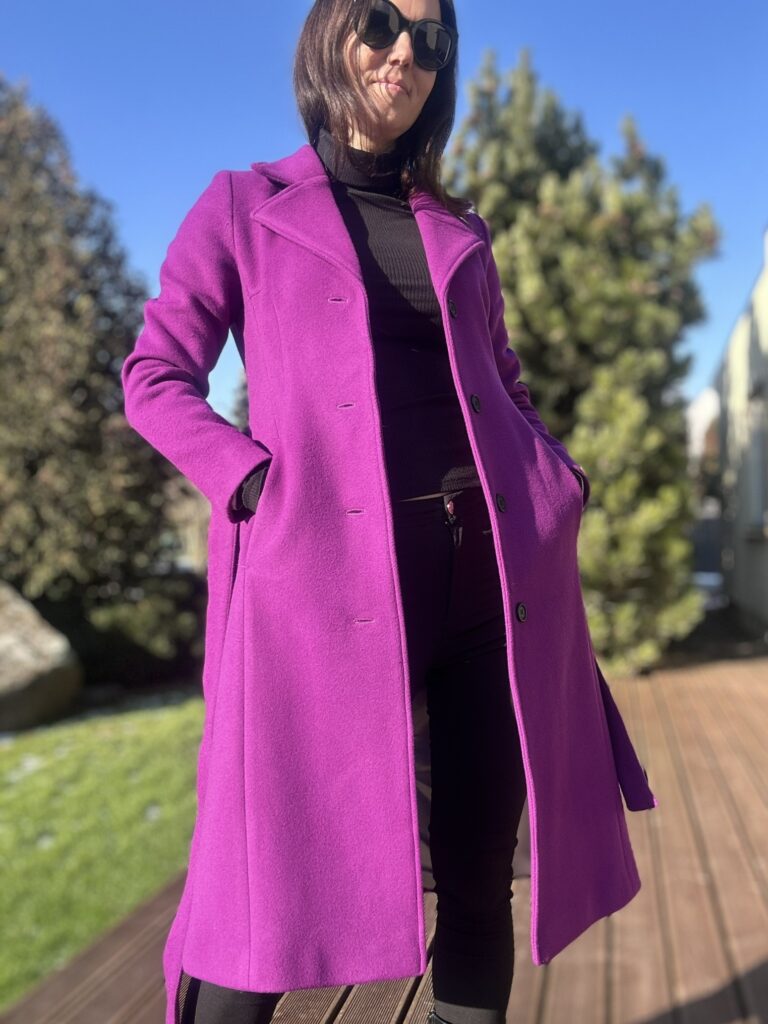Violet Coat With Virgin Wool and Cashmere - Image 5