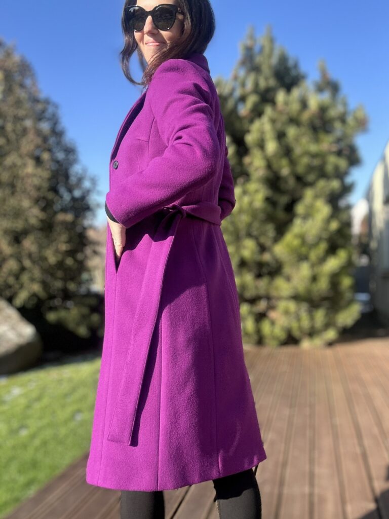 Violet Coat With Virgin Wool and Cashmere - Image 3