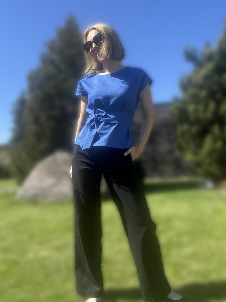 Wide Leg Linen Black Trousers