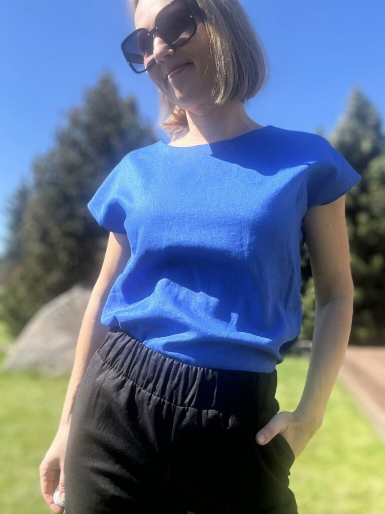 Blue Linen Blouse - Image 3