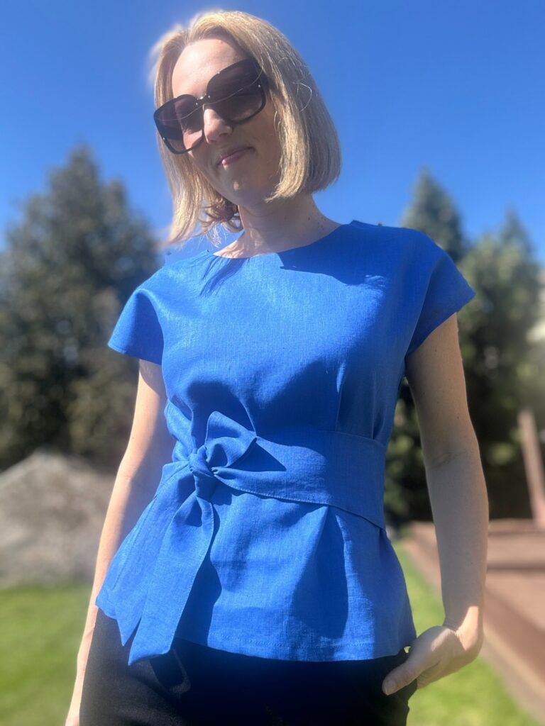 Blue Linen Blouse