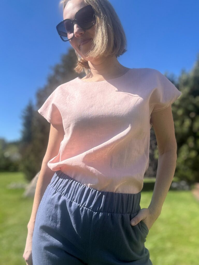 Light Rose Linen Blouse - Image 3