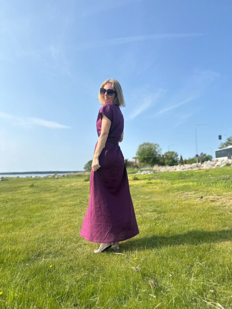 Linen Maxi Dress Plum - Image 2
