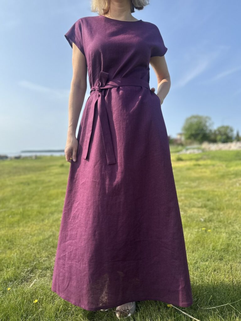 Linen Maxi Dress Plum - Image 3