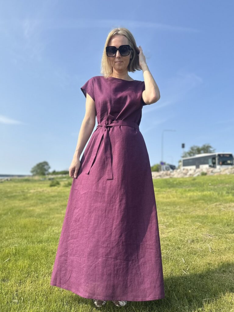 Linen Maxi Dress Plum - Image 5