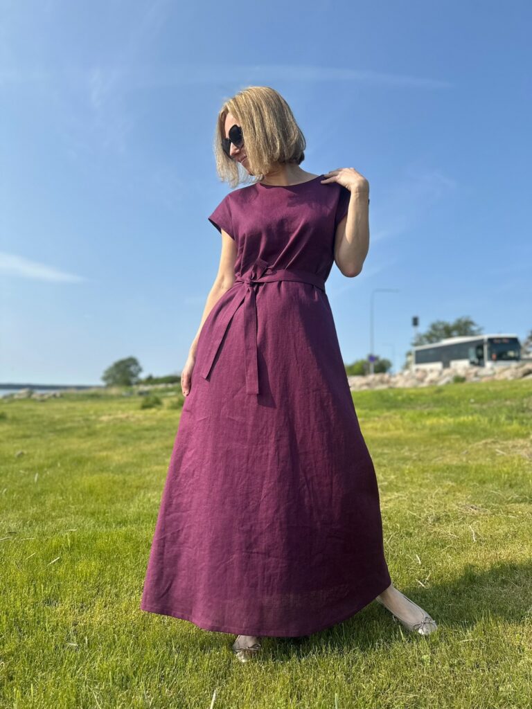 Linen Maxi Dress Plum - Image 6