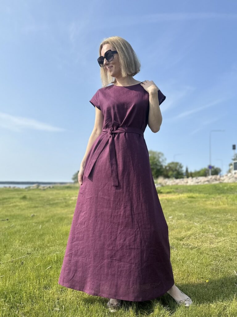 Linen Maxi Dress Plum