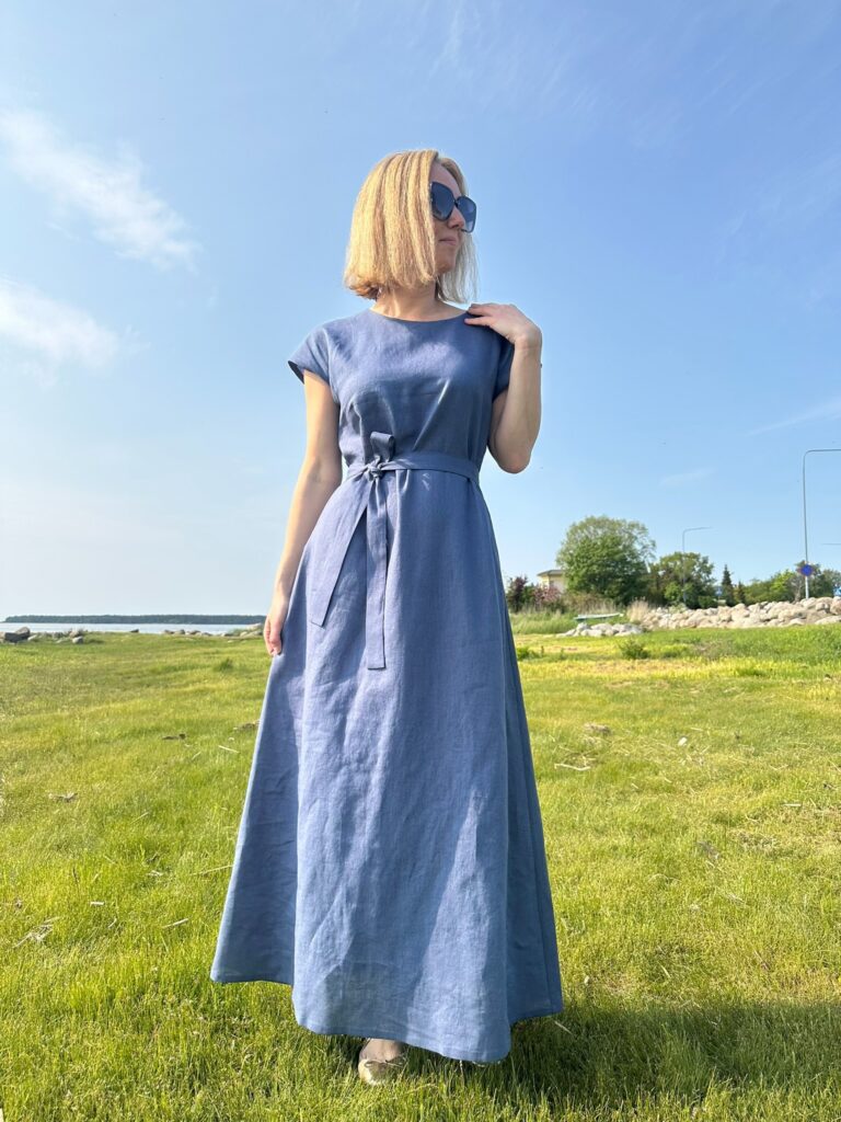 Linen Maxi Dress Jeans - Image 4