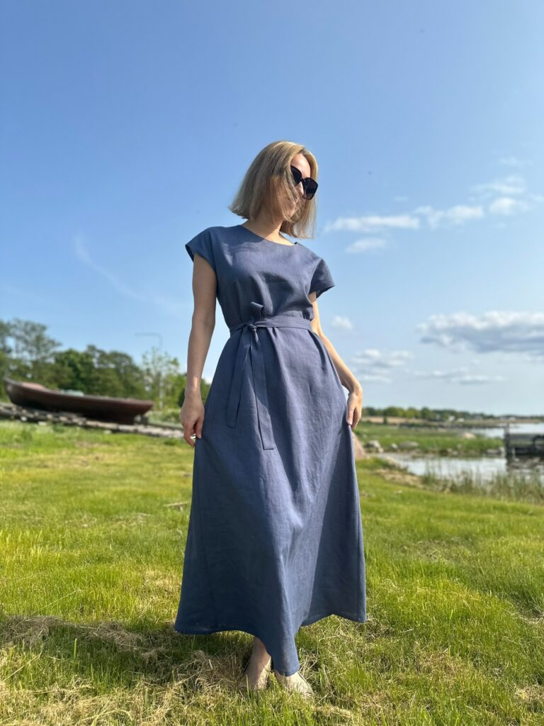 Linen Maxi Dress Jeans - Image 2
