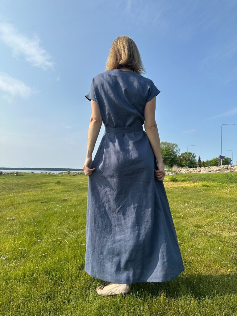 Linen Maxi Dress Jeans - Image 3