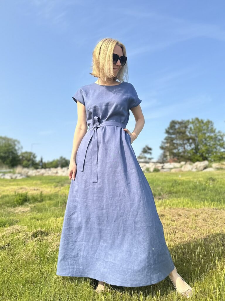 Linen Maxi Dress Jeans - Image 5