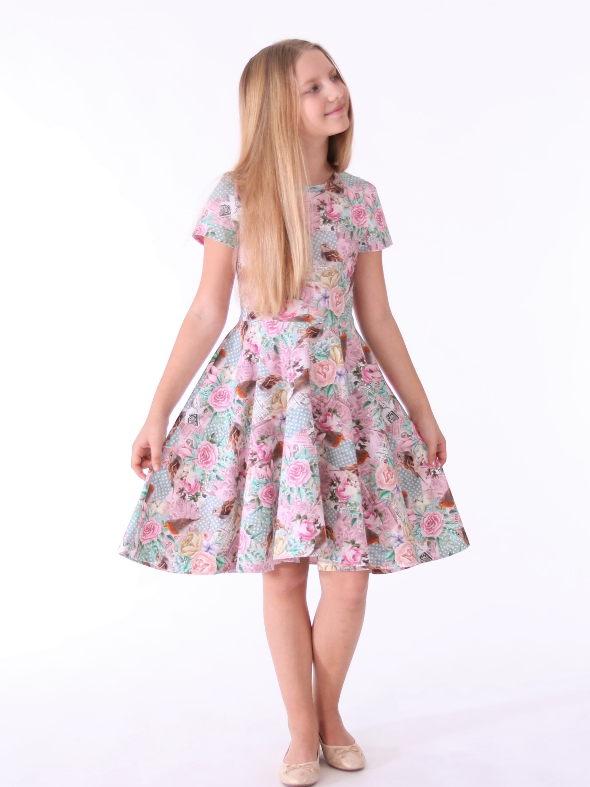 Floral Dress With Birds
