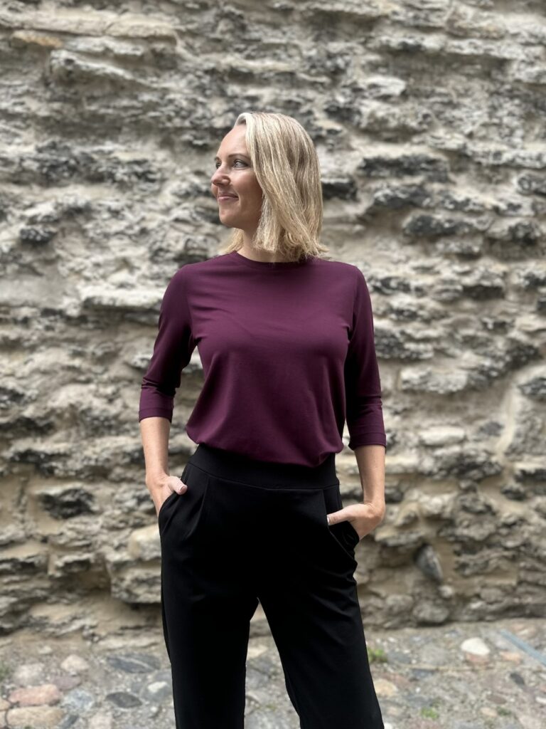 Bordoopunane pluus luksuslikust kangast - Image 5