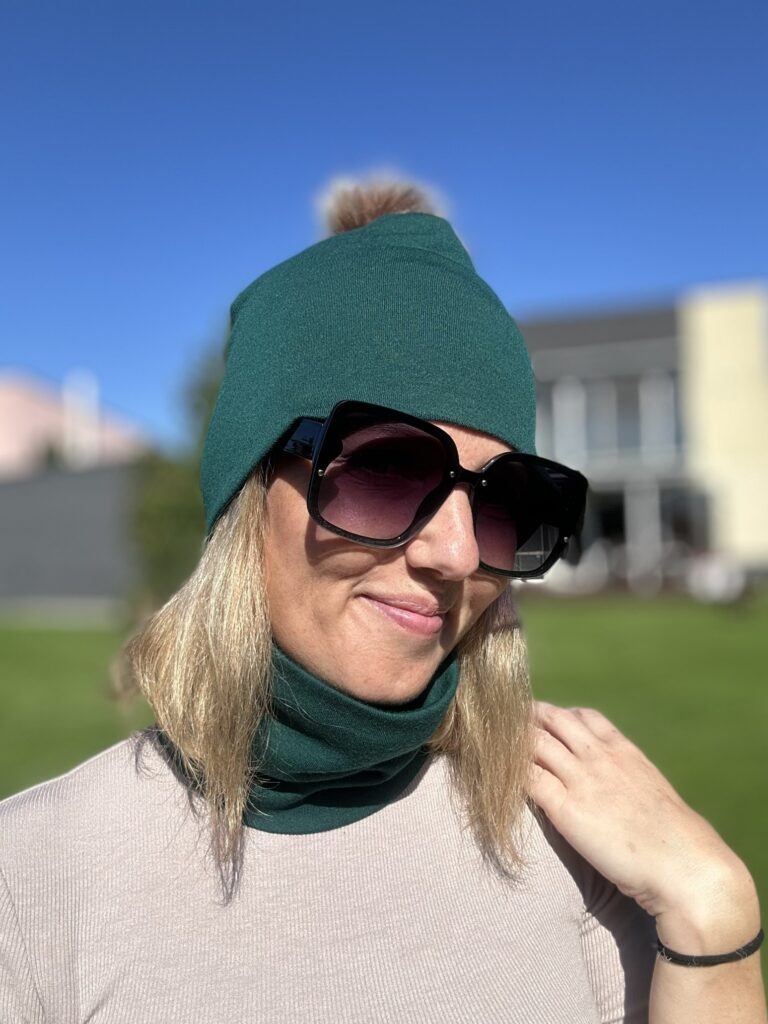 Roheline kaelussall, 100% meriinovill - Image 3