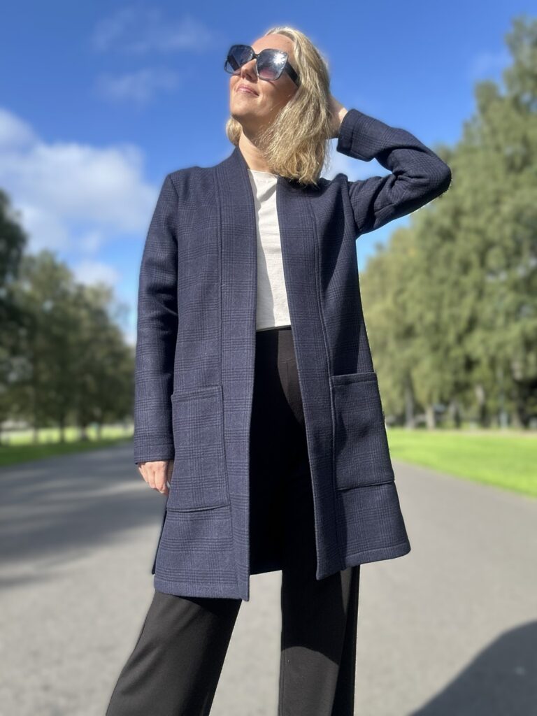 Navy Blue Cardigan, 100% Virgin Wool - Image 2