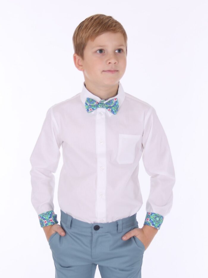 White Shirt With Green Details - Image 3