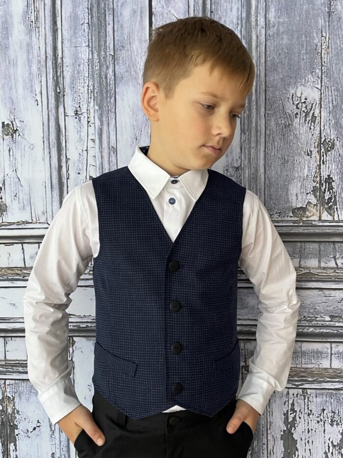 Black-Blue Vest With Virgin Wool - Image 1
