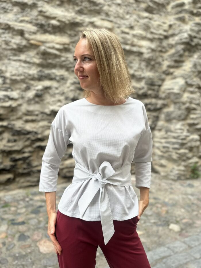 Light Gray Pepita Blouse - Image 4