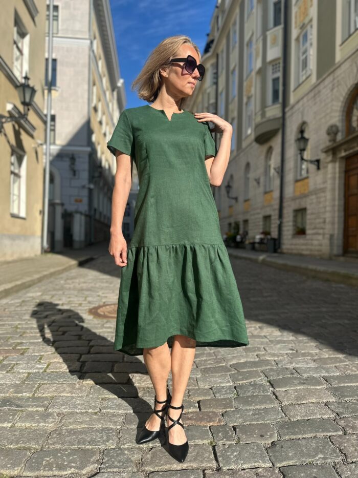 Green Linen Dress - Image 3