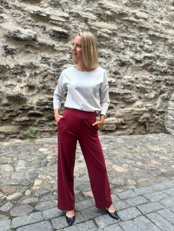 Burgundy Trousers Wide Leg - Image 4
