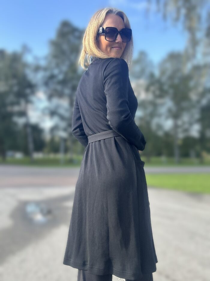 Black Cardigan, 100% Merino Wool - Image 2