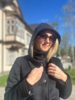 Bluish-Black Winter Coat with Virgin Wool and Mohair (with Padding and Detachable Hood) - Image 5