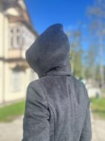 Bluish-Black Winter Coat with Virgin Wool and Mohair (with Padding and Detachable Hood) - Image 7